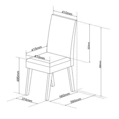 Imagem de Canto Alemão com Baú Syrah com tampo de Vidro com 2 Cadeiras Milão Viero