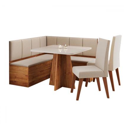 Imagem de Canto Alemão Gourmet com 2 Cadeiras Mel/Blonde/Linho Bronze - Viero Móveis