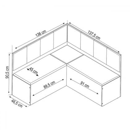 Imagem de Canto Alemão Gourmet com 2 Cadeiras Mel/Blonde/Linho Bronze - Viero Móveis
