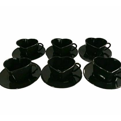 Imagem de Canto do Cafe 6 Xicaras Coração 6 Pires Redondo em Acrilico 100ml um charme