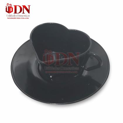 Imagem de Canto do Cafe 6 Xicaras Coração 6 Pires Redondo em Acrilico 100ml um charme