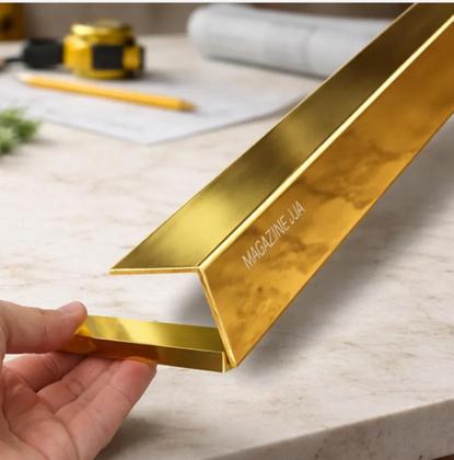 Imagem de Cantoneira Alumínio 1 Metro Dourada Ouro Moldura Quina Parede Decoração Proteção Cantos Casa Luxo