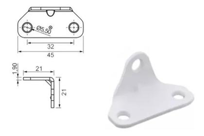Imagem de Cantoneira Branca Overtime 3 Furos Para Fixação De Moveis Kit Com 25 Unidades