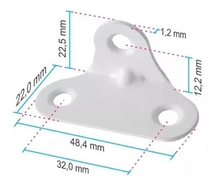 Imagem de Cantoneira Branca Overtime 3 Furos Para Fixação De Moveis Kit Com 25 Unidades