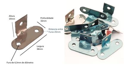 Imagem de Cantoneira Inox Fixar Moveis Marcenaria Gaveta Armario 100Pç