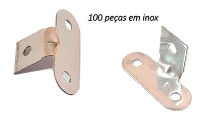 Imagem de Cantoneira Inox Fixar Moveis Marcenaria Gaveta Armario 100Pç