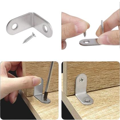 Imagem de Cantoneira L Para Moveis Gavetas  20 X 20 50pçs Parafuso 100