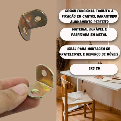 Imagem de Cantoneira L Para Moveis Gavetas  20 X 20 50pçs Parafuso 100