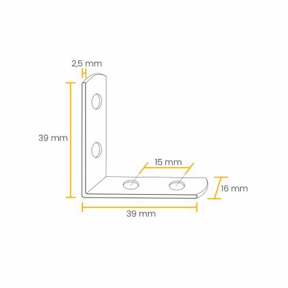 Imagem de Cantoneira L Reforçado 1.1/2 X 1.1/2 X 5/8 Aço Bicromatizado