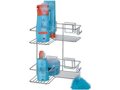 Imagem de Cantoneira Porta Shampoo Sabonete Banheiro Ventosa Aço Cromado