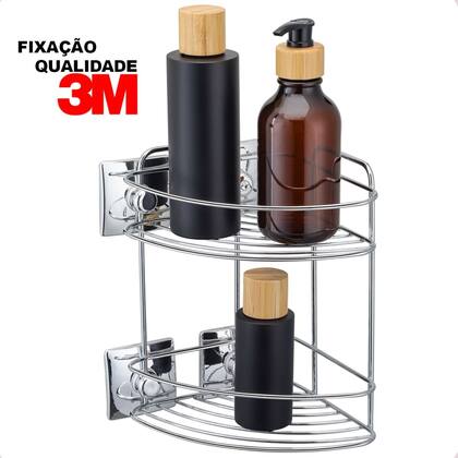 Imagem de Cantoneira Suporte Porta Shampoo Saboneteira 3m Dupla Face