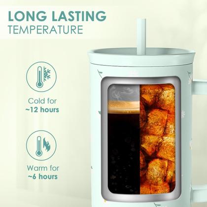 Imagem de Canudo com alça de aço inoxidável Daisy de 40 onças SANDJEST