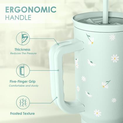 Imagem de Canudo com alça de aço inoxidável Daisy de 40 onças SANDJEST