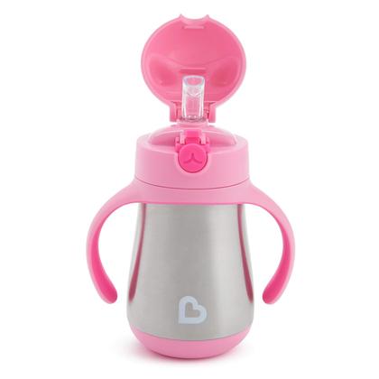 Imagem de Canudo de Aço Inoxidável Munchkin Cool Cat Sippy Cup 240ml - Rosa
