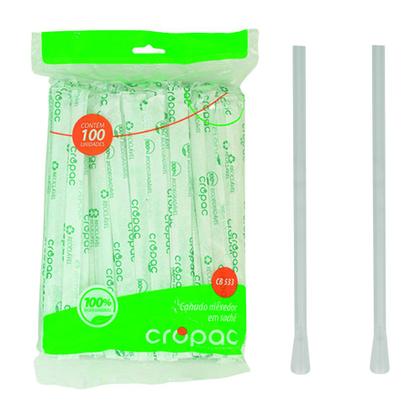 Imagem de Canudo mexedor drink c/100 biodegradavel colher sache c/1200 cropac