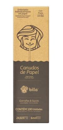 Imagem de Canudo Papel Preto Caixa Com 100Un