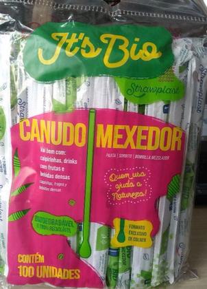 Imagem de Canudos Biodegradável Mexedor Formato Colher 100 Un strawplast