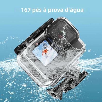 Imagem de Capa à Prova d'Água para GoPro Hero 10/11/12 - Mergulho Subaquático com Filtros