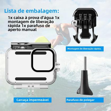 Imagem de Capa à Prova d'Água para GoPro Hero 10/11/12 - Mergulho Subaquático com Filtros