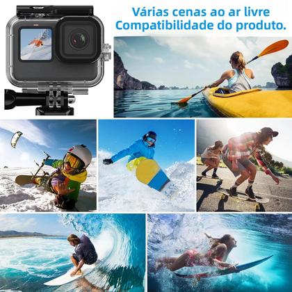 Imagem de Capa à Prova d'Água para GoPro Hero 10/11/12 - Mergulho Subaquático com Filtros