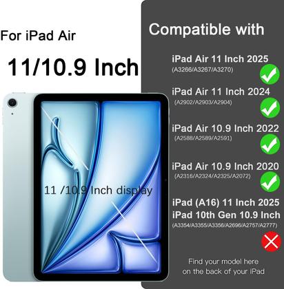 Imagem de Capa Akkerds compatível com iPad Air de 11 polegadas de 7ª e 6ª geração