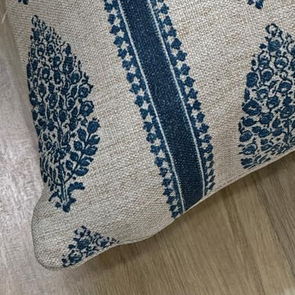 Imagem de Capa Almofada De Linho Palmeira Brasão Geometria Azul 45x45