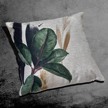Imagem de Capa Almofada Linho Folha Ou Costela Planta Natureza 45x45