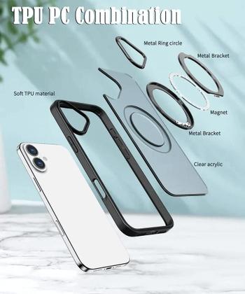 Imagem de Capa Anti Impacto Anel Magsafe Compatível Com iPhone 16  Pelicula 9D