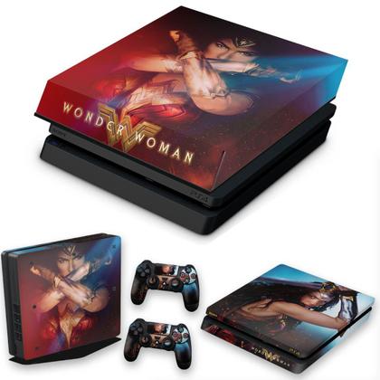 Imagem de Capa Anti Poeira e Skin Compatível PS4 Slim - Mulher Maravilha