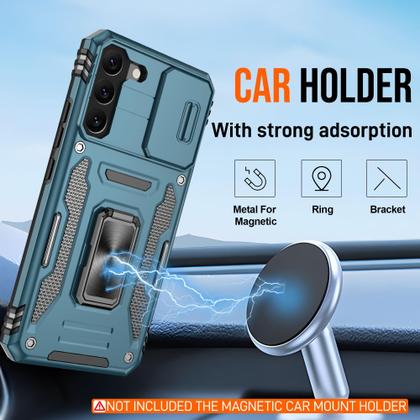 Imagem de Capa ATUMP para Galaxy S22 Plus azul de 6,6", pacote com 2 protetores de tela, suporte de 360