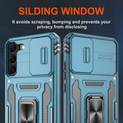 Imagem de Capa ATUMP para Galaxy S22 Plus azul de 6,6", pacote com 2 protetores de tela, suporte de 360