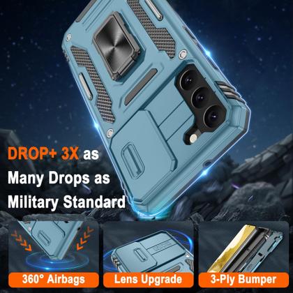 Imagem de Capa ATUMP para Galaxy S22 Plus azul de 6,6", pacote com 2 protetores de tela, suporte de 360