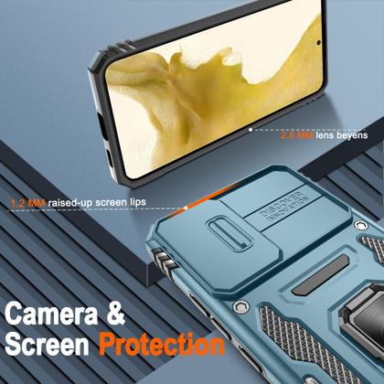 Imagem de Capa ATUMP para Galaxy S22 Plus azul de 6,6", pacote com 2 protetores de tela, suporte de 360