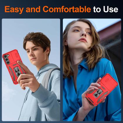 Imagem de Capa ATUMP para Galaxy S23, 6,1", vermelha, à prova de choque, 360