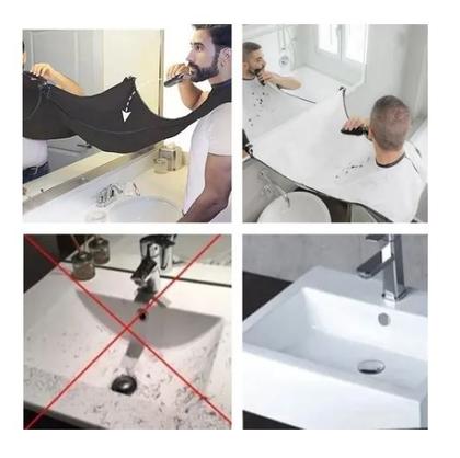 Imagem de Capa  avental p barbear corta cabelo no espelho com ventosas