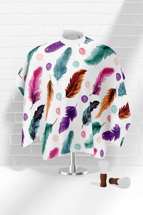 Imagem de Capa Barbeiro Penas Coloridas Cetim 156x146cm