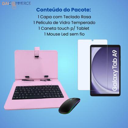 Imagem de Capa c/ Teclado P/ Tablet Samsung Galaxy A9 tela 8.7 + Mouse Bluetooth