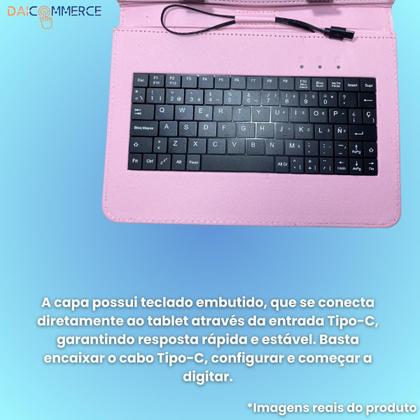 Imagem de Capa c/ Teclado P/ Tablet Samsung Galaxy A9 tela 8.7 + Mouse Bluetooth