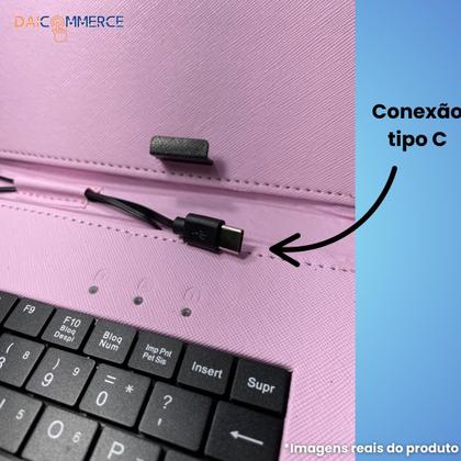 Imagem de Capa c/ Teclado P/ Tablet Samsung Galaxy A9 tela 8.7 + Mouse Bluetooth