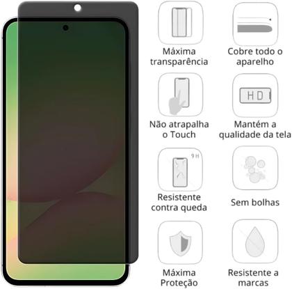 Imagem de Capa Capinha Anti Impacto e Película Privacidade 3D Compatível Com Samsung Galaxy A56 5G