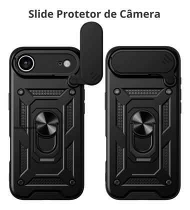 Imagem de Capa Capinha Armor Militar iPhone 17 Air Anti Impacto Proteção Câmera Anel 360 Suporte e Imã