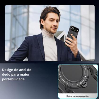 Imagem de Capa Capinha Armor Militar Moto E13 Militar Protetor Câmera Suporte 360 Metalico e Magnetico Indução