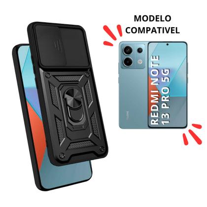 Imagem de Capa Capinha Armor Militar Redmi Note 13 Pro 5g Anti Impacto Proteção Câmera Anel 360 Suporte e Imã