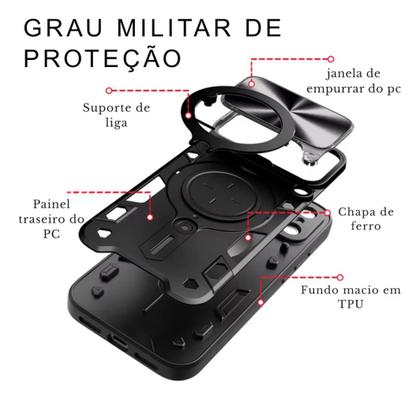 Imagem de Capa Capinha Armor Stylus iPhone 17, 17 Aiir, 17 Pro, 17 Pro Max Anti Impacto e Suporte 360 Indução