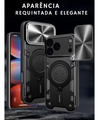 Imagem de Capa Capinha Armor Stylus iPhone 17, 17 Aiir, 17 Pro, 17 Pro Max Anti Impacto e Suporte 360 Indução
