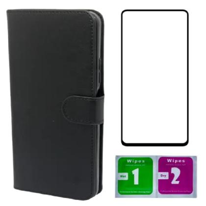 Imagem de Capa Capinha Carteira Preta + Pelicula de Vidro 3D Para Samsung Galaxy S24 FE