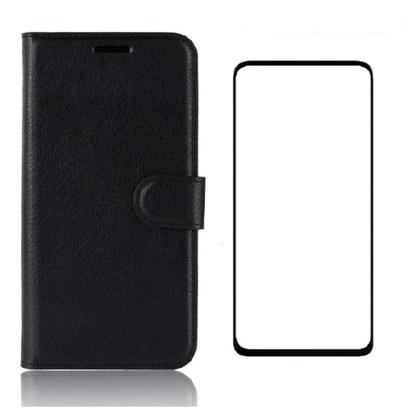 Imagem de Capa Capinha Carteira Preta + Pelicula de Vidro 3D Para Samsung Galaxy S24 FE