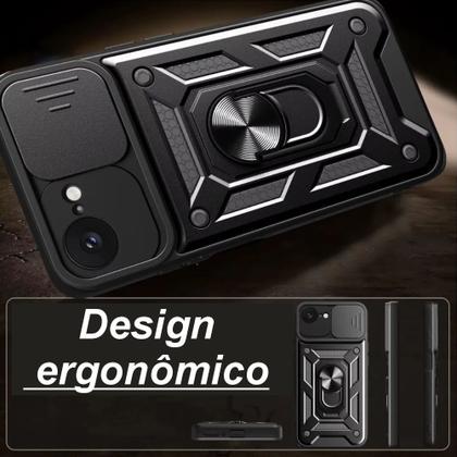 Imagem de Capa Capinha Case para iPhone 16E - Protetora Resistente Anti Impacto Queda Armadura Militar Cor:Preto