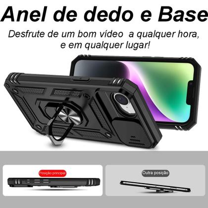 Imagem de Capa Capinha Case para iPhone 16E - Protetora Resistente Anti Impacto Queda Armadura Militar Cor:Preto