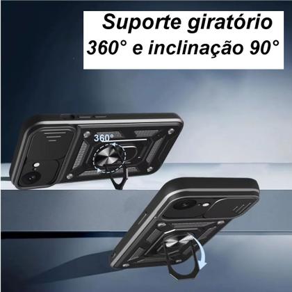 Imagem de Capa Capinha Case para iPhone 16E - Protetora Resistente Anti Impacto Queda Armadura Militar Cor:Preto